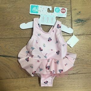 NWT Disney Baby Girl Swimsuit Tutu Minnie Mouse Pink Snap One Piece 6 months